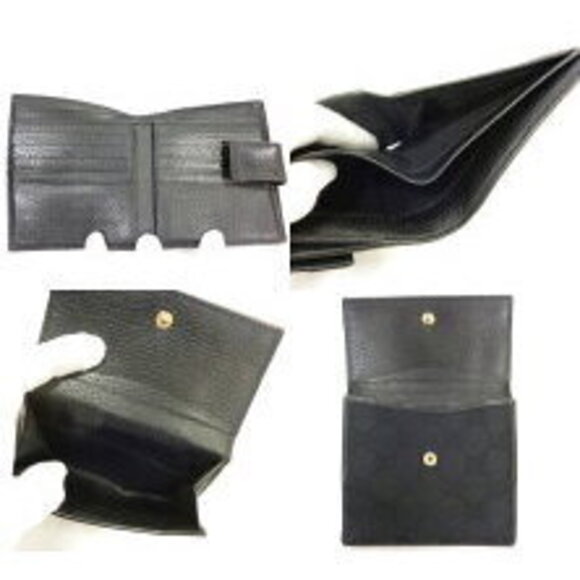 Gucci GG Canvas Leather Double Hook Bifold Wallet Black - Picture 3 of 3